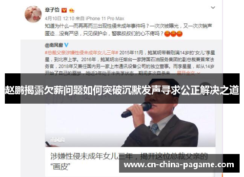 赵鹏揭露欠薪问题如何突破沉默发声寻求公正解决之道