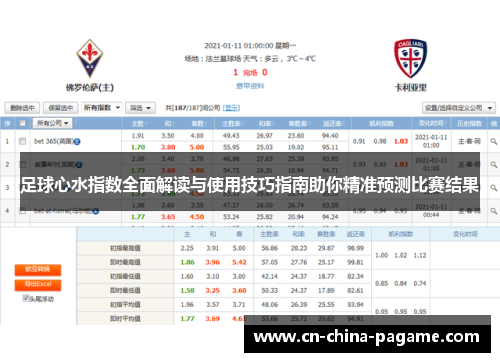 足球心水指数全面解读与使用技巧指南助你精准预测比赛结果